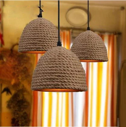 

American rural retro iron rope creative personality Art Bar Restaurant pastoral chandelier lighting