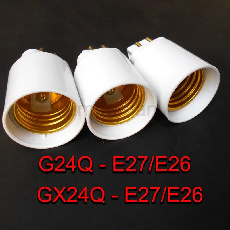 ABS LED G24 to E27 Adapter Socket Halogen gx24q CFL Light Lamp base converter e27 to g24 bulb holder adapter 4pin 85-265V