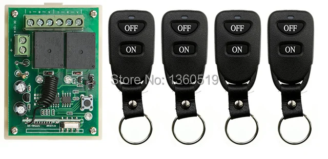 

New DC12V 2CH Remote Control Switch Automatic Door Operators Receiver 4 Transmitter Learning code Momentary Toggle Latched