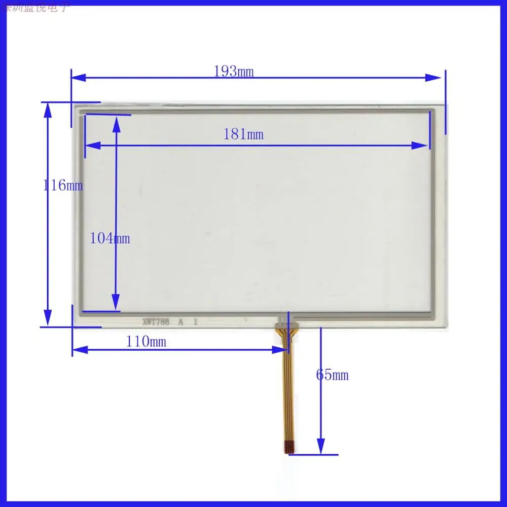 

8 inch 193*116 flat touch screen navigation learning machine screen four line resistance XWT788