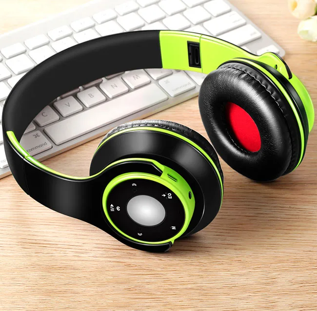 Foldable Colorful Wireless Stereo Bluetooth Over-Ear Headphones with Microphone and TF card play for Kids Children Women Men