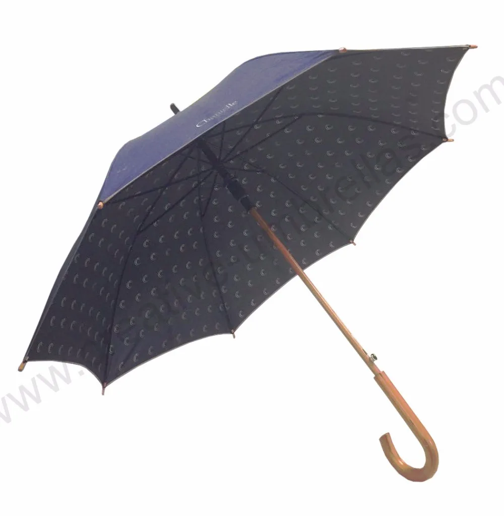 

Customized mass cargo Oem Ex-factory Safe auto open anti-thunder windproof advertising wooden golden promotion umbrellas