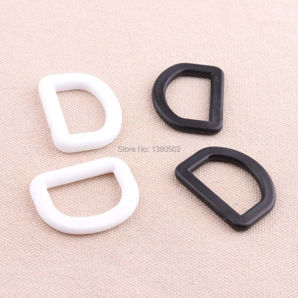 10 шт./лот 26 мм внутренний черный и белый цвет пластиковое кольцо D-Ring Dee для ошейника собаки рюкзак лямки
