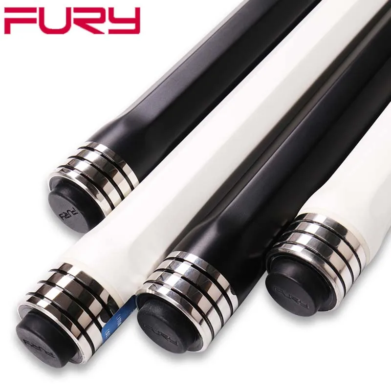 FURY China Pool Cue with Wood Extension 11.75mm12.75mm Tip Black White Colors with Fury Pool Cue Case 18.5oz,19oz,19.5oz