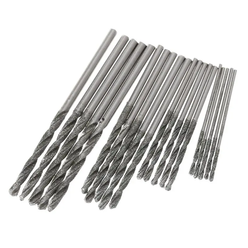 

20Pcs 1mm 1.5mm 2mm 2.5mm Diamond Coated Twist Drill Bits Set For Glass Soft Met 517A