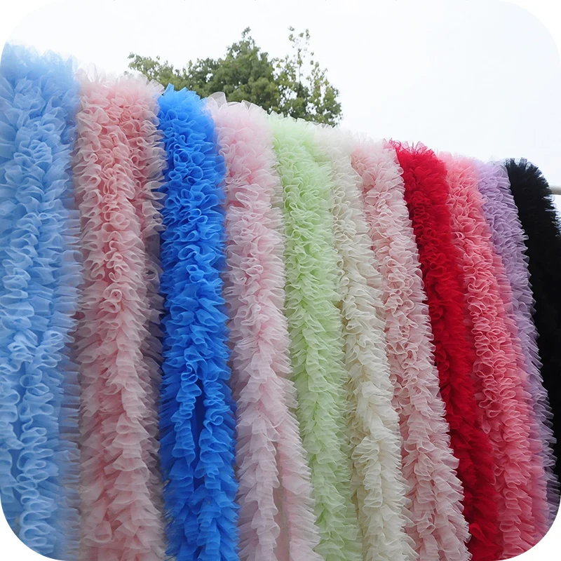 1Meter/lot 28cm wide 18 colors Baby Puff Skirt Fabric 3D Mesh Pleated Clothing Skirt Baby Doll Clothes Lace Accessories X245