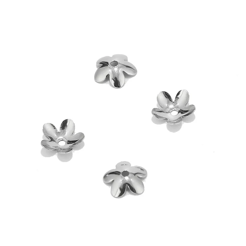 

20PCS/lot Dull Silver Tone Stainless Steel Flower Bead Caps for DIY Jewelry Making 7.5mm