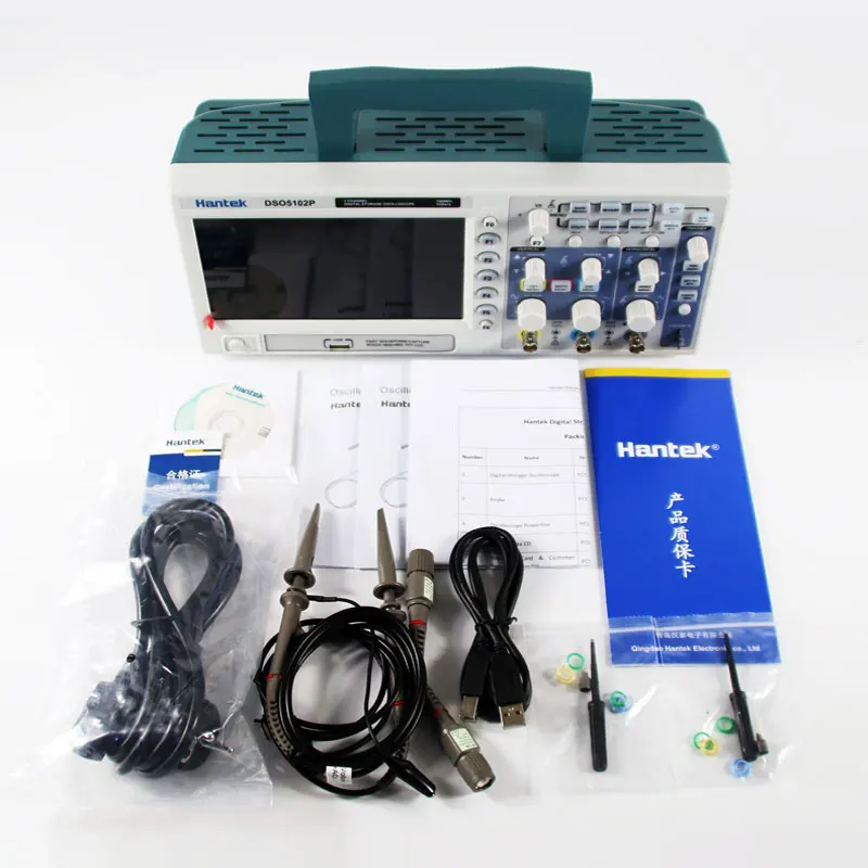 Digital Oscilloscope Hantek DSO5102P Portable 100MHz 2Channels 1GSa/s Record Length 40K USB Osciloscopio Handheld Oscilloscopes