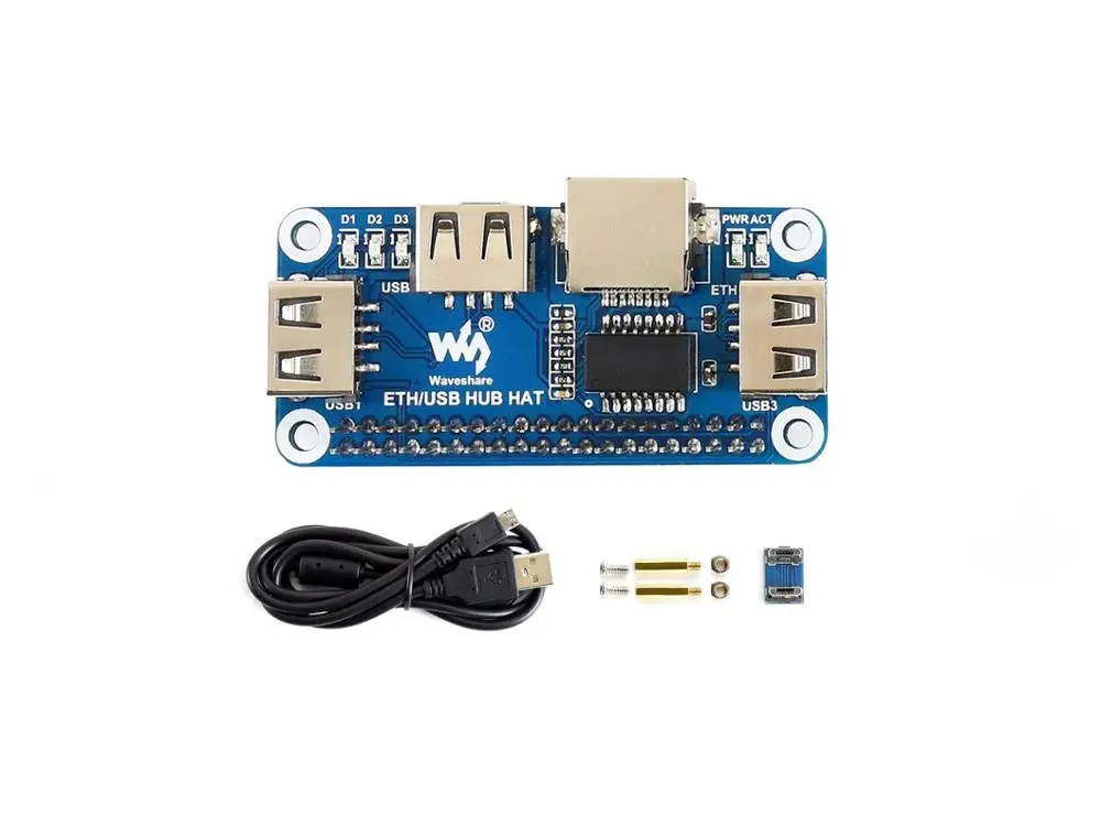 Waveshare Ethernet/USB HUB HUT für Raspberry Pi 1x RJ45 Ethernet Port 3x USB Ports 5V