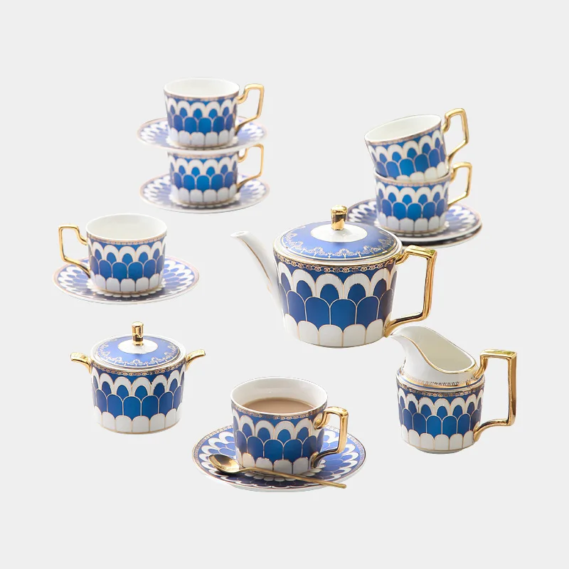 Top-Grade Delicate Bone China Coffee Cup Set European Vintage Tea Cup Tea Kettle Coffee Teapot And tea Cup And Saucer Set