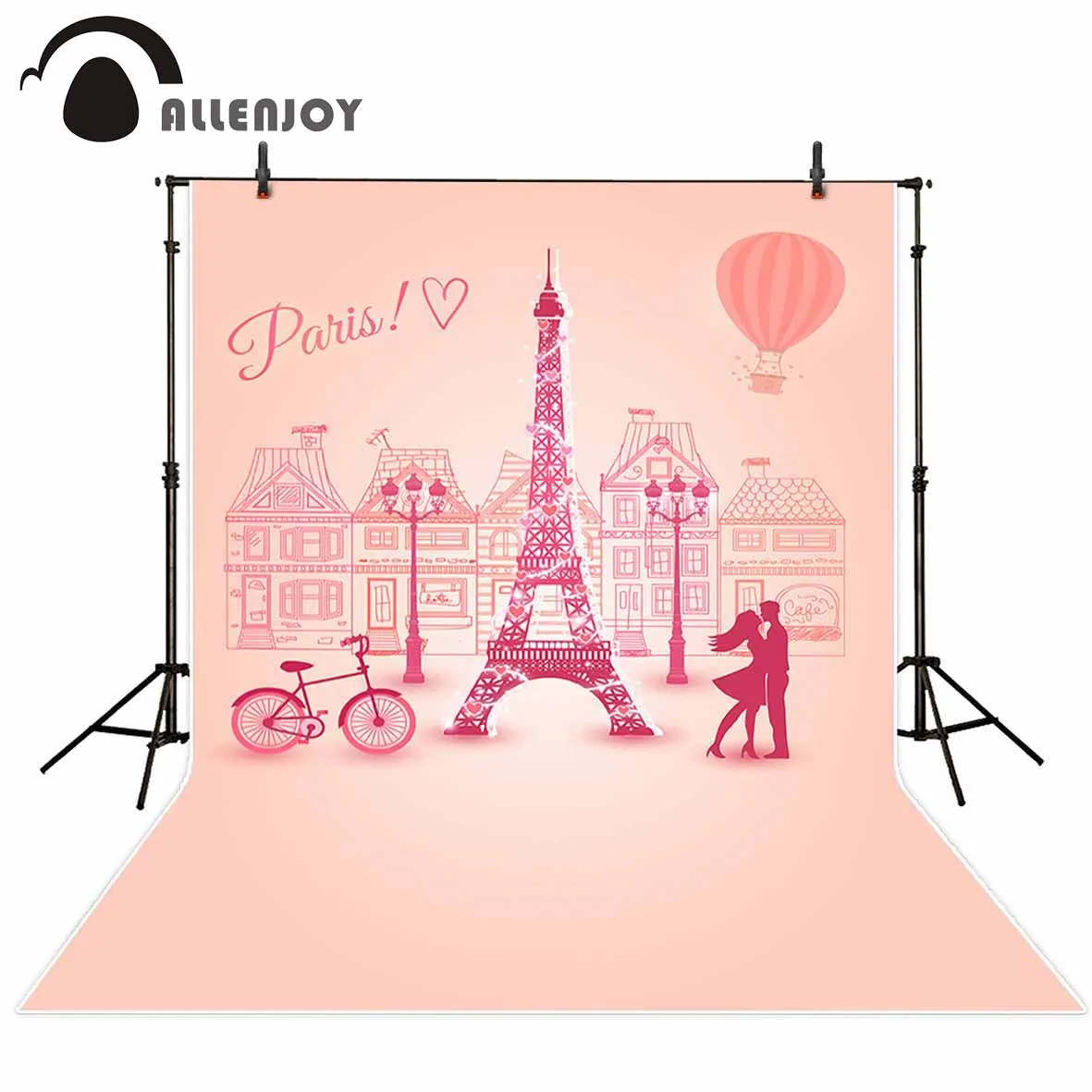 Allenjoy backgrounds for photo studio Cartoon Love Romantic Eiffel Wedding backdrop new arrivals original design fantasy props