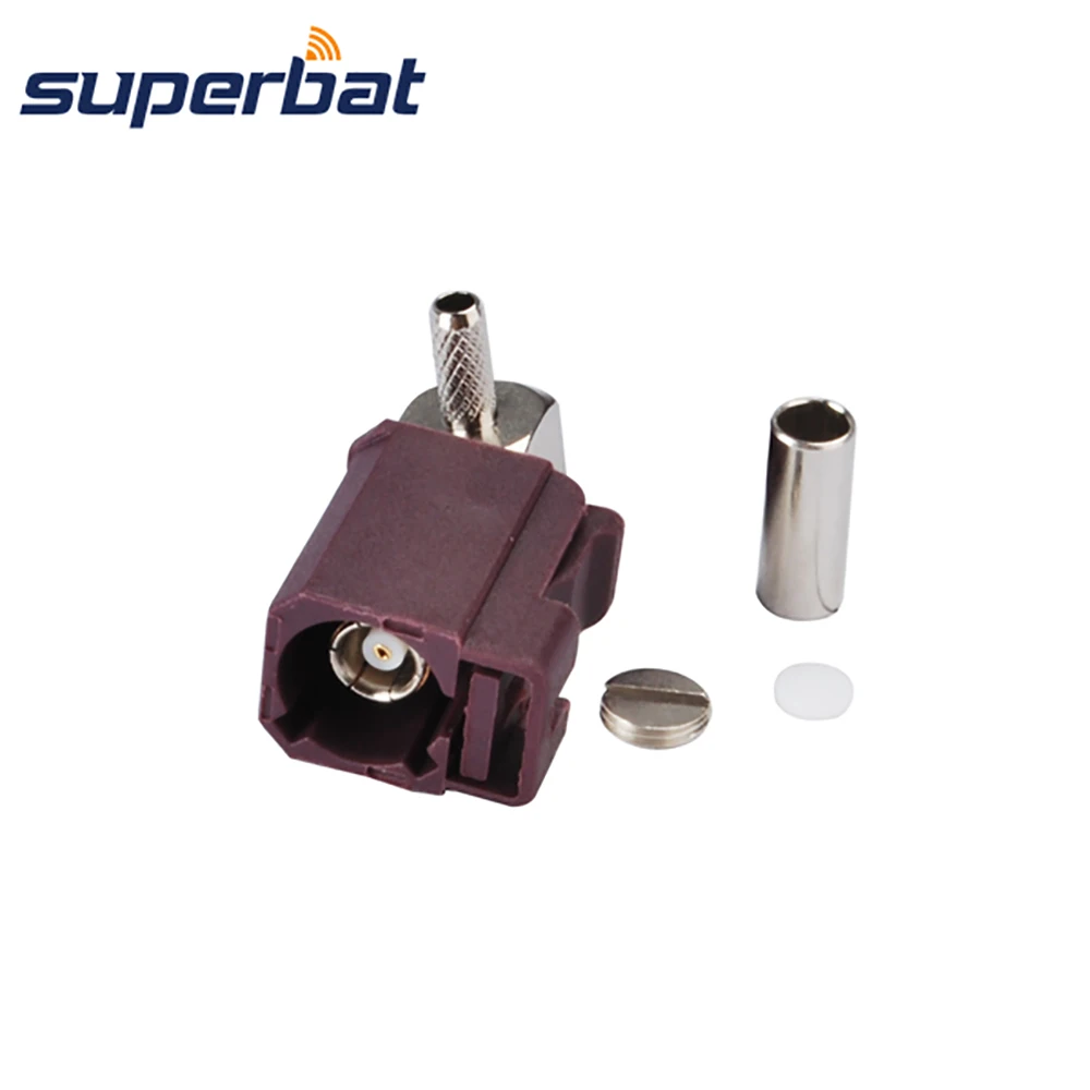 Superbat Fakra D Crimp Female Right Angle RF Coaxial Connector for Cable RG316 RG174 LMR100 for Violet Car GSM Cellular Phone