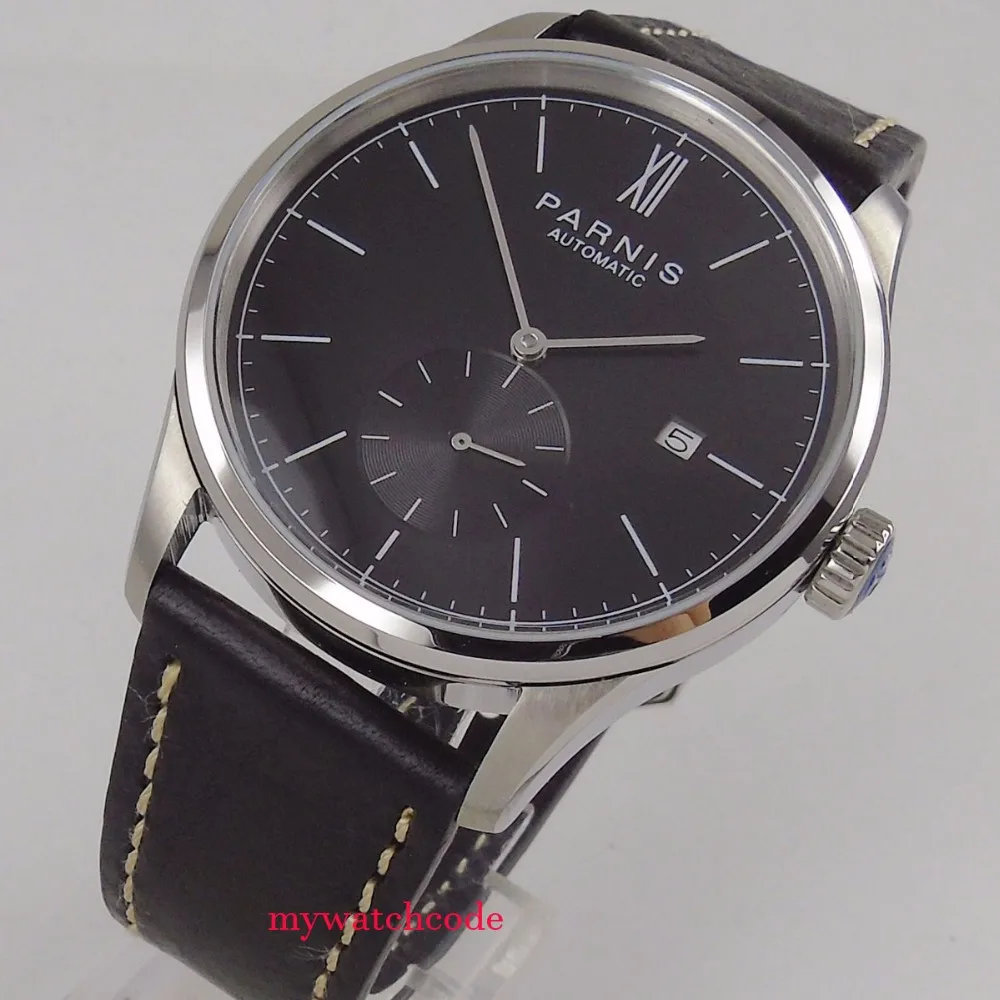 new 42mm parnis black dial date window ST 1731 automatic mens watch