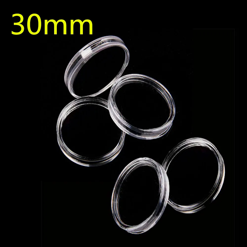 10Pcs/Box Coin Box Clear 18-50mm Round Boxed Holder Plastic Storage Capsules Display Cases Organizer Collectibles Gifts