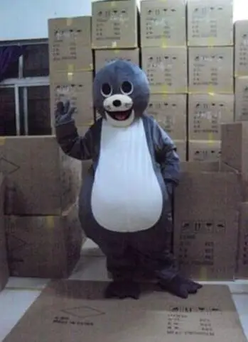 New Adult Cute Deluxe Grey Sea Lion Hippo Party Mascot Costume Christmas Fancy Dress Halloween Mascot Costume Free Ship