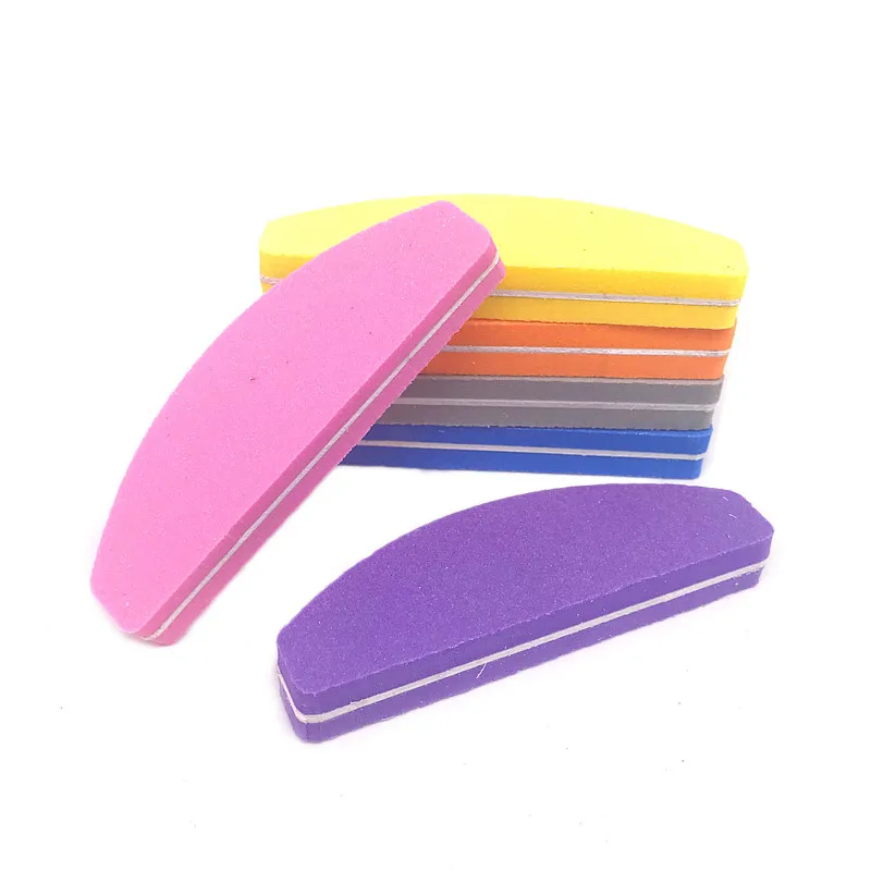 

5 Pcs Mix Color Moon Shape Nail File Sponge Nagel Vijl Buffer Limas Para Unhas 100/180 Sanding Nail Files Set Manicure Tools Set