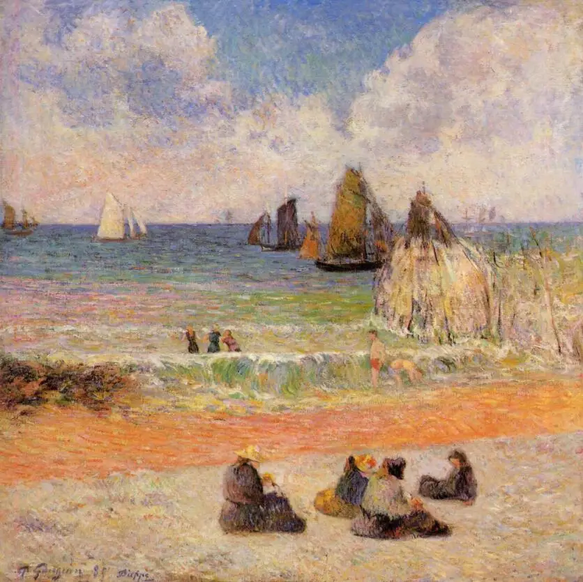 

High quality Oil painting Canvas Reproductions Bathing, Dieppe (1885) by Paul Gauguin hand painted