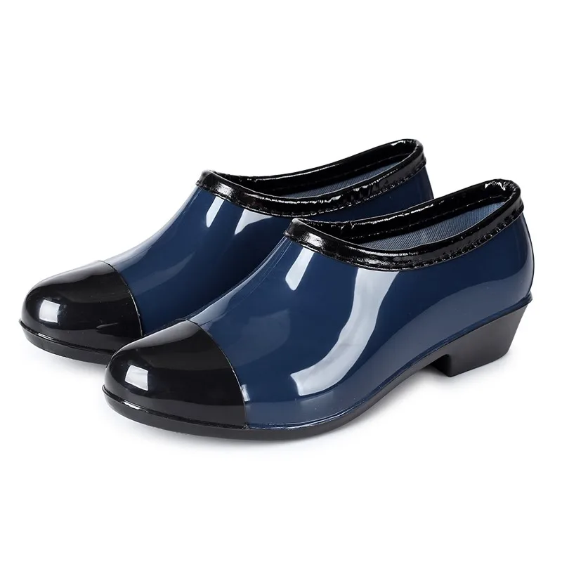 Low Top Brand Women Raining Boots Waterproof Round Toe Female Rain Boots Work Rubber Spring Ankle Boots