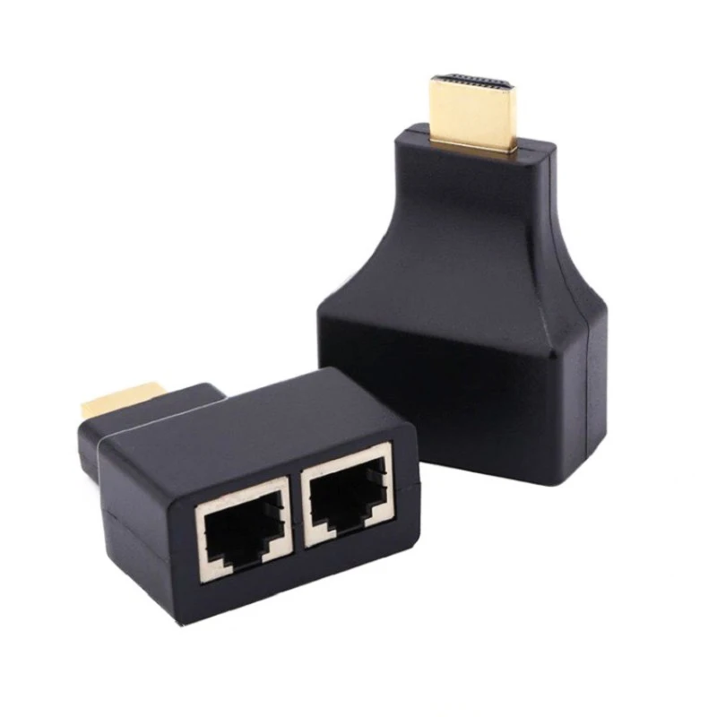 2Pieces Per Set Dual Ports RJ45 Female Converter Cat5e Cat6 UTP Lan Ethernet 1080P HDMI Extender Network Cable Adapter