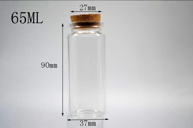 50pcs 37*90mm High quality Glass storage Bottles with Cork Empty Bottle Jars Containers Vial pendant Crafts garden decoration