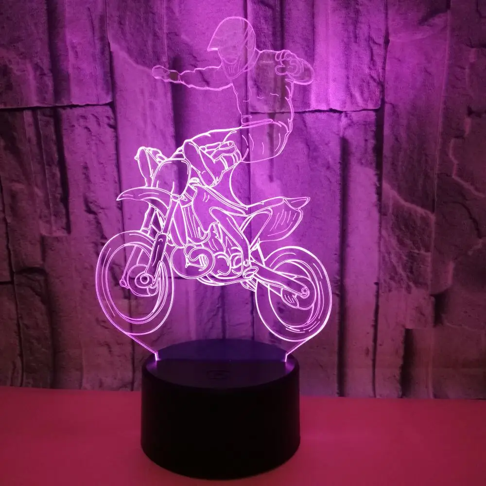 Motorcycle 3d Lamp Colorful Touch Led Visual Gift Decoration Small Led Night Light Christmas gift decoration Kids Lamp