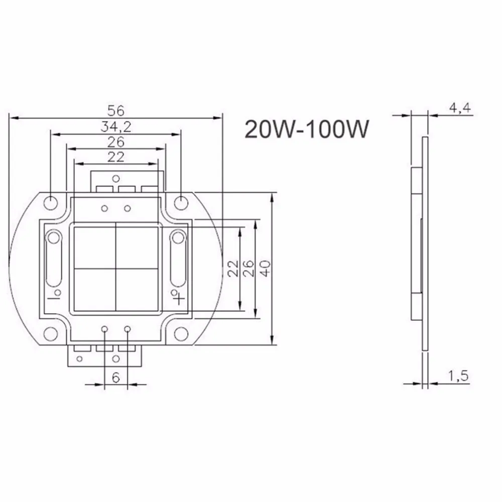 Chip LED bianco ad alta potenza gratuito Chip LED ad alta potenza SMD 6000-6500K 1W 3W 5W 10W 20W 30W 50W 100W perline diodo led chip bianco