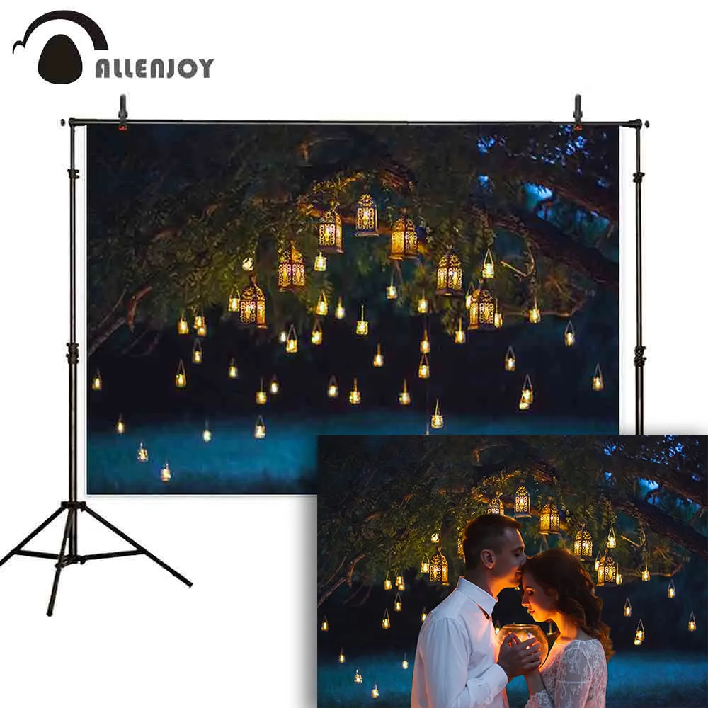 

Allenjoy Photography Backdrop Night Wedding Couple Vintage Glitter Candle Tree Background Photo Photophone Photocall Shoot Props