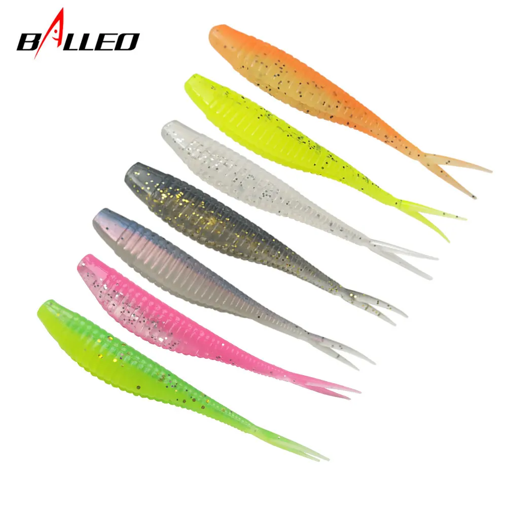 Balleo 10pcs/lot  Fork Tail jig soft lure 7cm/1.8g Fishing lure Shad Silicone bait Soft Plastic Bait Feeder For Pike fishing