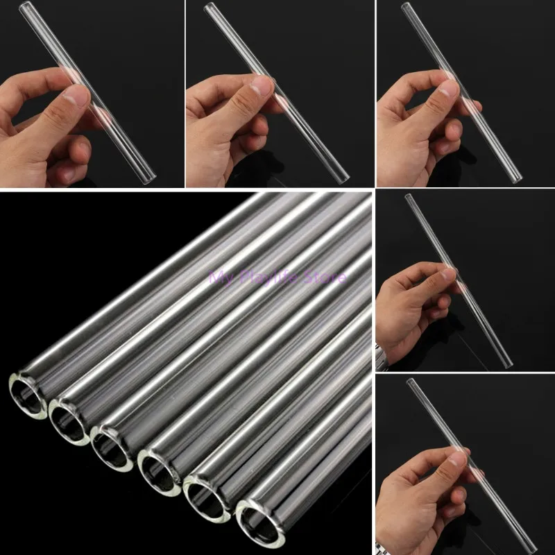 1Pc 6-12inch Reusable Wedding Birthday Party Supplies Clear Glass Drinking Straws Thick Straws Bar Accessories