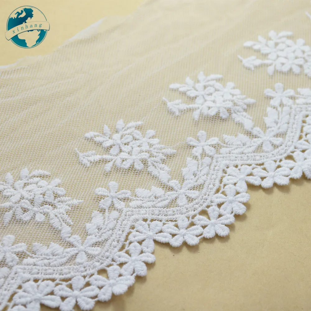 13cm White Cotton Lace Embroidery French Ribbon Fabric Guipure Diy Trims Warp Knitting Sewing Accessories Doll Dress Lace#2871