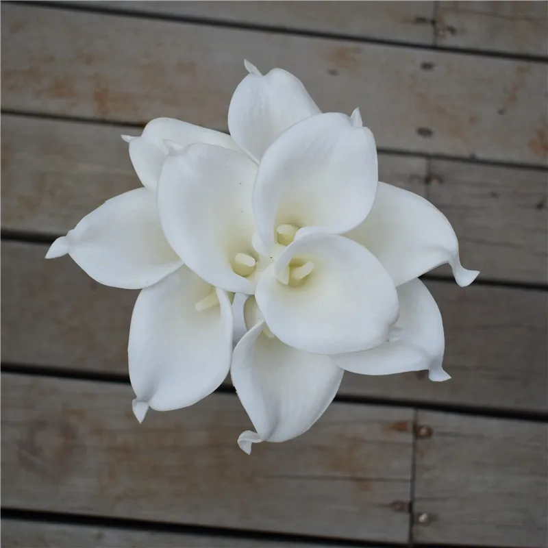 White Real Touch Calla Lily Silk Bridal Bouquets Bridesmaids Bouquets Real Touch Flowers Party Supplies Table Centerpieces