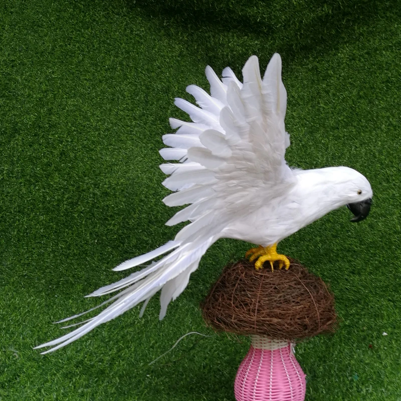 

new white feathers parrot hard model spreading wings parrot bird toy about 65x50cm s2926