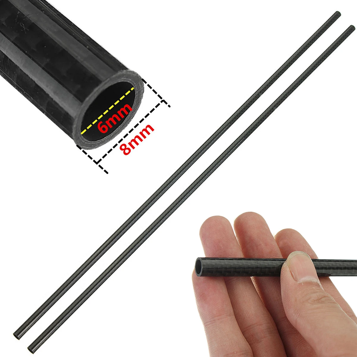 Imagem -02 - Dwz Peças od mm id mm Comprimento 500 mm 3k Rolo Envolvido Tubo de Fibra Carbono