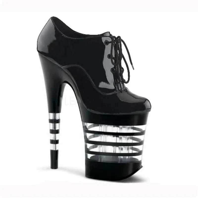 Female round thin heel 20 cm sexy banquet high top shoes, fashion stripe waterproof platform, stage performance high heels