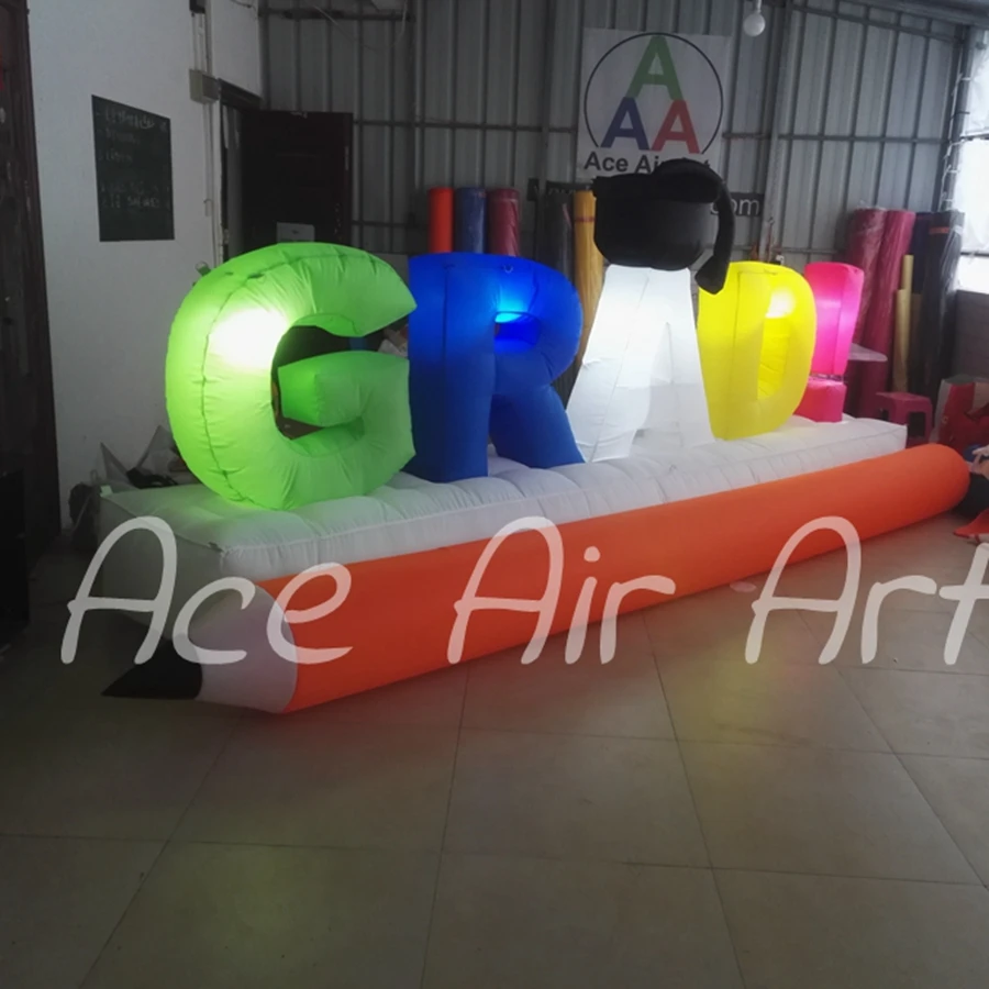 Colorful and Reusable Inflatable Light Words for Graduation Party with Pencil and Dr. Hat