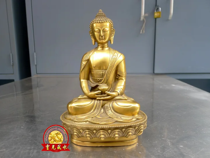 

Pure Brass Good value Lucky 18 Tibet Mahayana Buddhist Temple BRASS Shakyamuni Sakyamuni Buddha Bowl Statue