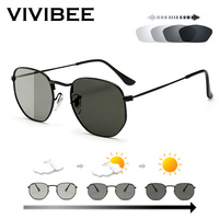 VIVIBEE Oval Women Fashion Photochromic Sunglasses Polarized Ladies Metal Gold Frame Sun Glasses 2025 Trending Female Shades