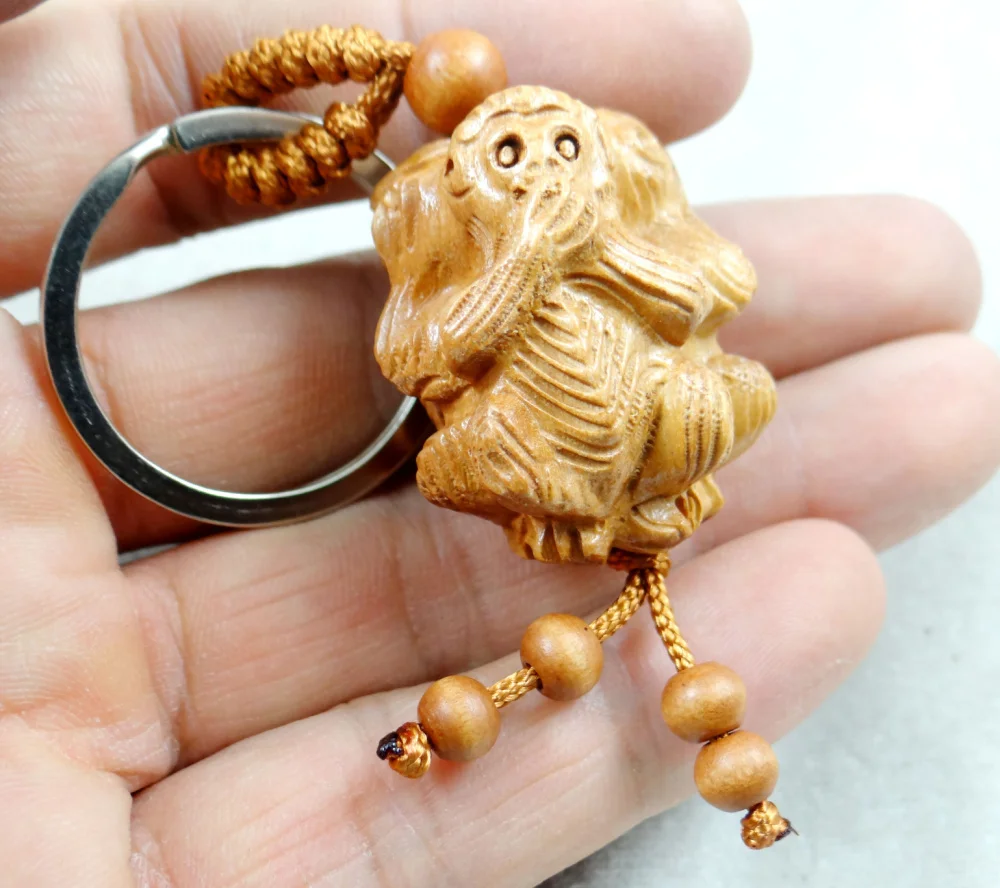 wholesale Mahonie Driedimensionale Monkey three brothers Sleutelhanger Sleutelhanger Accessories A25