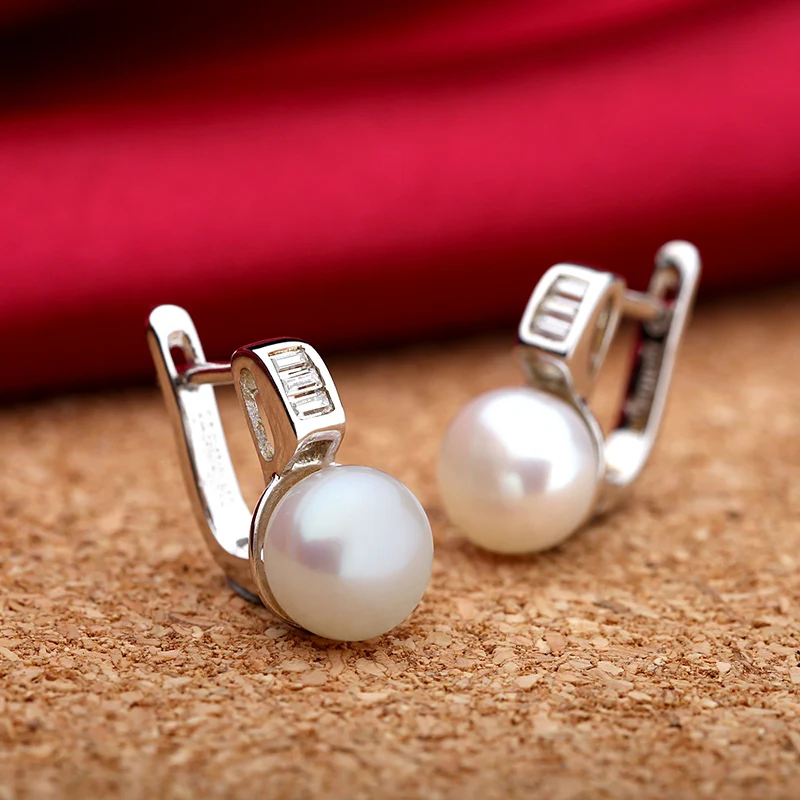 Sinya Freshwater Pearls Earring  925 Sterling Silver Euro English Lock Fine Jewelry New And Hot Hoop Earrings for Women Ladies
