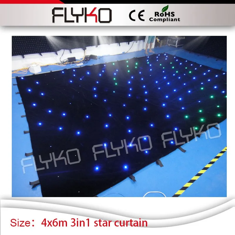 show performance fireproof 4x6m new design led star light stage screen SD controller