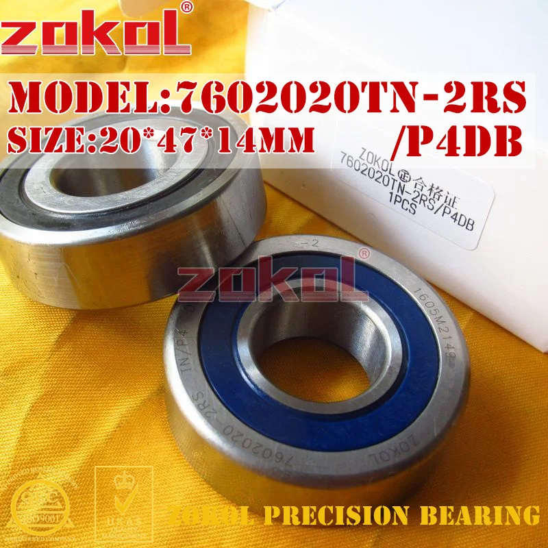 

ZOKOL 7602020 TN 2RS P4DB C 760204 2RSDB Axial Angular Contact Ball Bearing 20*47*14mm