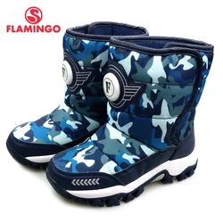 FLAMINGO Winter High Quality Mid-Calf Navy Wool Keep Warm Kids Shoes Anti-slip Snow Boots for Boy Free Shipping 82D-NQ-1041