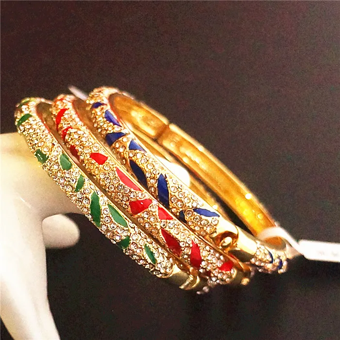 Colour Chinese Rhinestone Bangle Cloisonne Enamel Thin Bangles For Women Fashion Ethnic Jewelry birthday Gift