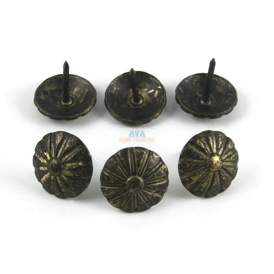 50 Pieces 19x20mm Antique Brass Flower Upholstery Tacks Nails