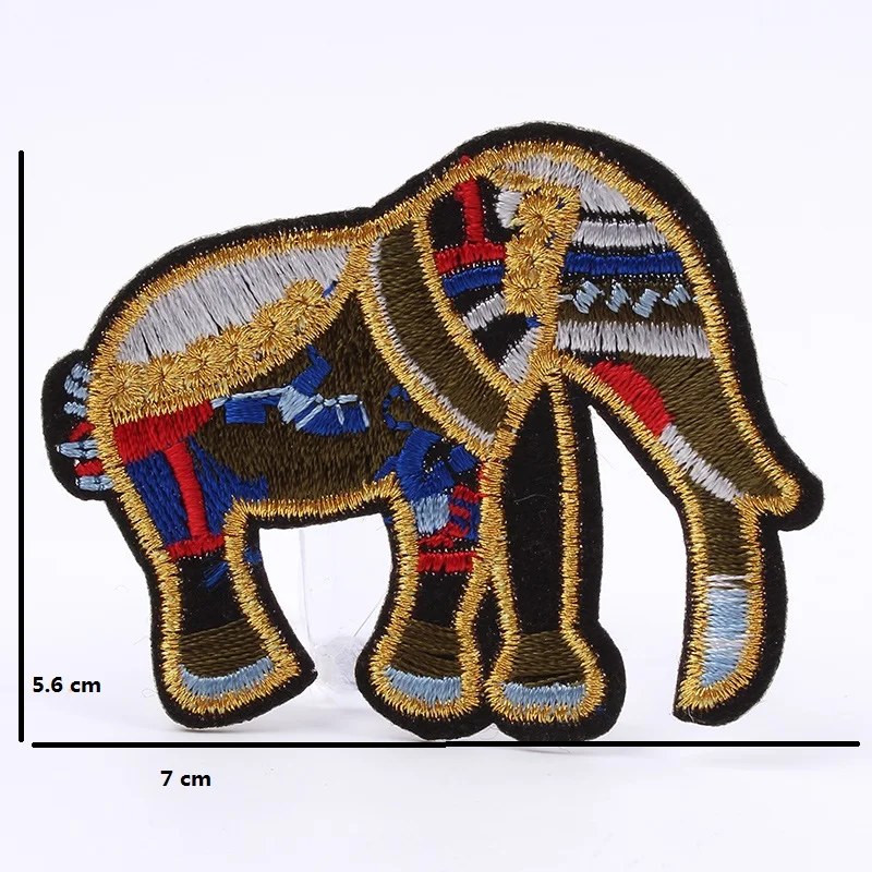 5pcs/lot Embroidered Elephant Sticker Iron On Animal Patch Embroidery Fabric Appliques for Clothes Repair Decors DIY Jeans Badge