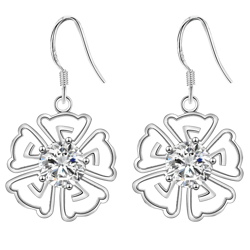 Blooming flowers beautiful  high quality Silver Earrings for women fashion jewelry earrings /VWIQAISP IADGZLWV