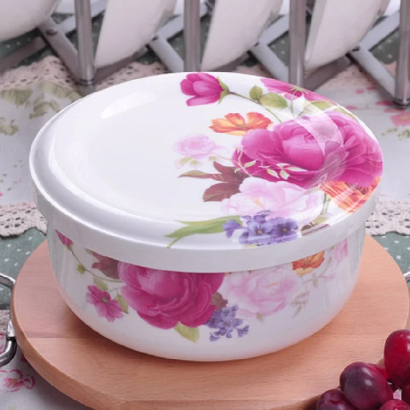 IL Bowl with cover ceramic bowl boxes microwave oven steamed  egg large bowl of household porcelain