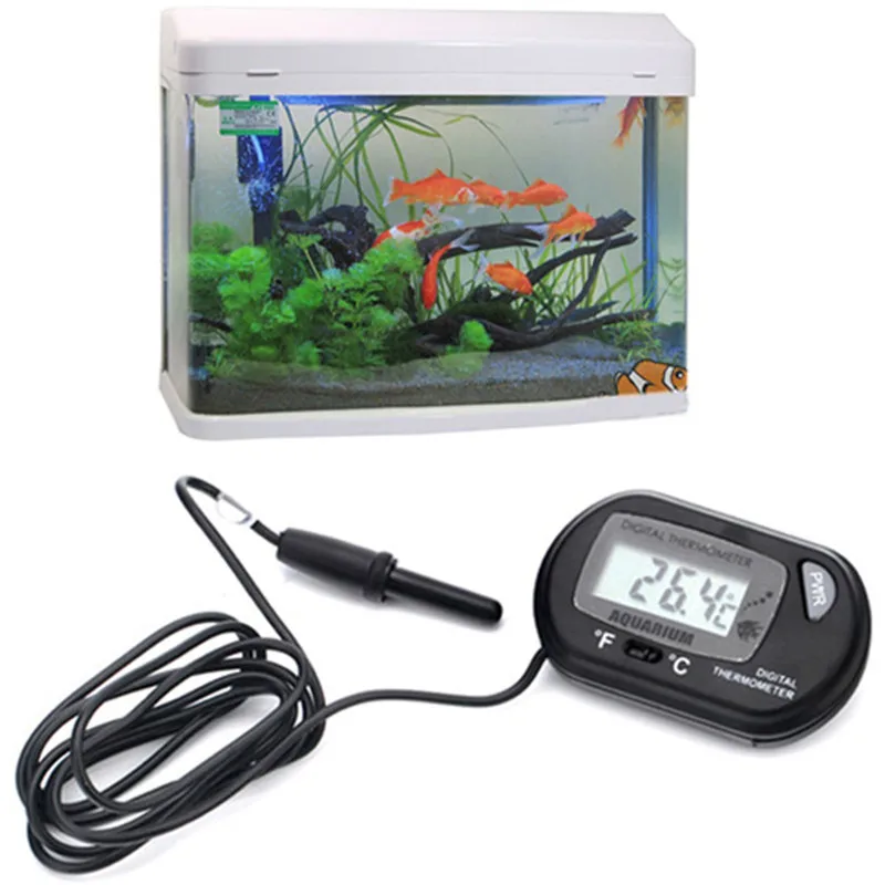 Digital LCD Aquarium Thermometer Probe Temperature Tester Sensor Fish Tank Thermometer Celsius Fahrenheit Dual Measurement