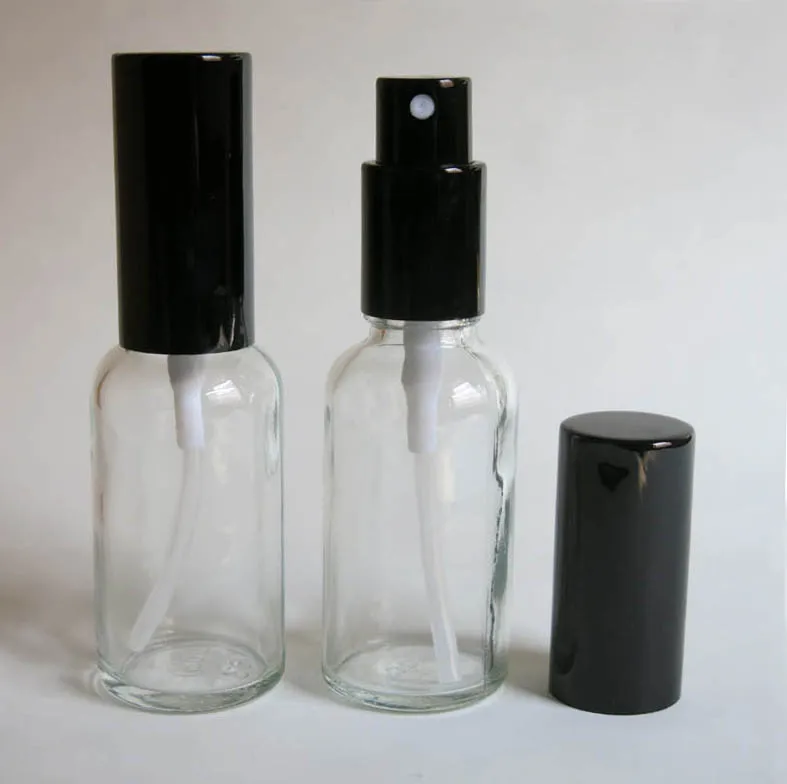 wholesale 100pcs empty 30 ml clear glass bottle with lotion sprayer, 30ml transparent Essential Oil Spray Glass Bottle wholesale