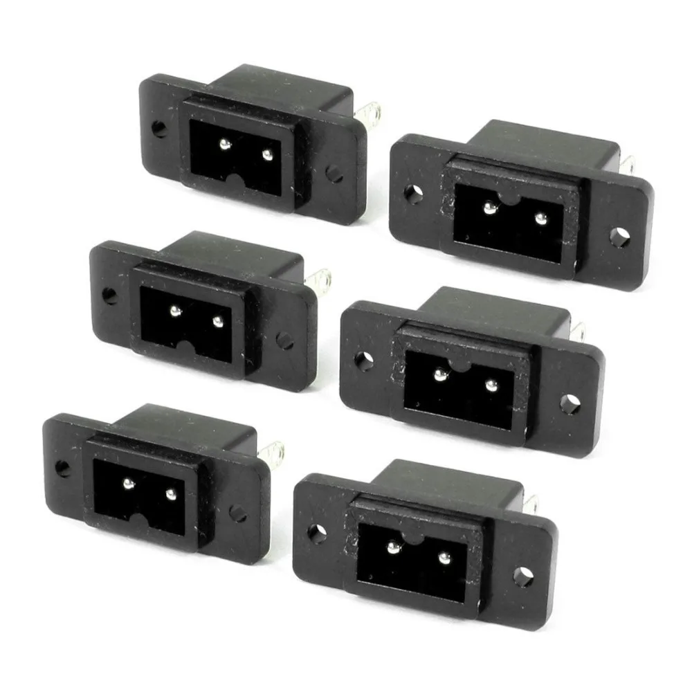 6pcs 250V 2.5A 2 Pin Black IEC60320 C12 Male Plug Power Inlet Socket Adapter